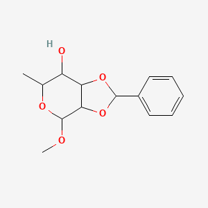 molecular formula C14H18O5 B3329610 (3aR,4R,6S,7S,7aR)-4-Methoxy-6-methyl-2-phenyltetrahydro-4H-[1,3]dioxolo[4,5-c]pyran-7-ol CAS No. 61199-73-3