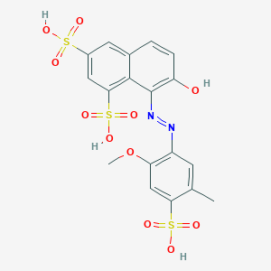 molecular formula C18H16N2O11S3 B3329649 7-Hydroxy-8-((2-methoxy-5-methyl-4-sulfophenyl)azo)1,3-naphthalenedisulfonic acid CAS No. 61687-48-7