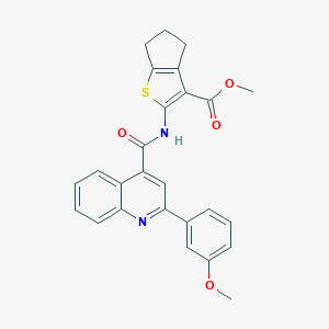 molecular formula C26H22N2O4S B332968 methyl 2-({[2-(3-methoxyphenyl)quinolin-4-yl]carbonyl}amino)-5,6-dihydro-4H-cyclopenta[b]thiophene-3-carboxylate 