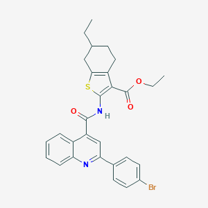 molecular formula C29H27BrN2O3S B332984 Ethyl 2-({[2-(4-bromophenyl)-4-quinolinyl]carbonyl}amino)-6-ethyl-4,5,6,7-tetrahydro-1-benzothiophene-3-carboxylate 