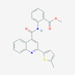 molecular formula C23H18N2O3S B332986 Methyl 2-({[2-(5-methyl-2-thienyl)-4-quinolinyl]carbonyl}amino)benzoate 