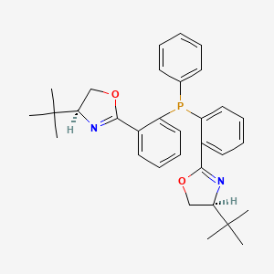 molecular formula C32H37N2O2P B3329873 (4S,4'S)-2,2'-((Phenylphosphanediyl)bis(2,1-phenylene))bis(4-(tert-butyl)-4,5-dihydrooxazole) CAS No. 642491-11-0