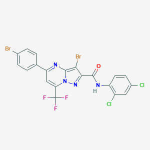 molecular formula C20H9Br2Cl2F3N4O B332990 3-bromo-5-(4-bromophenyl)-N-(2,4-dichlorophenyl)-7-(trifluoromethyl)pyrazolo[1,5-a]pyrimidine-2-carboxamide 