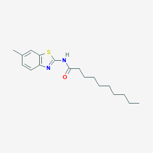 molecular formula C18H26N2OS B333003 N-(6-methyl-1,3-benzothiazol-2-yl)decanamide 
