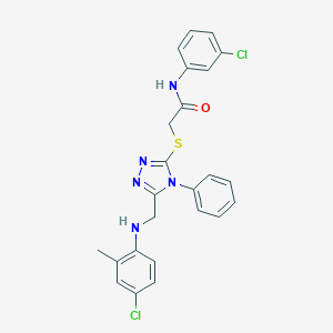 2-({5-[(4-chloro-2-methylanilino)methyl]-4-phenyl-4H-1,2,4-triazol-3-yl}sulfanyl)-N-(3-chlorophenyl)acetamide