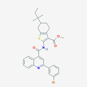molecular formula C31H31BrN2O3S B333012 Methyl 2-({[2-(3-bromophenyl)-4-quinolinyl]carbonyl}amino)-6-tert-pentyl-4,5,6,7-tetrahydro-1-benzothiophene-3-carboxylate 