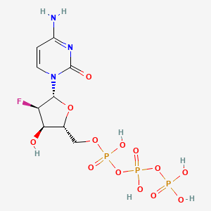 molecular formula C9H15FN3O13P3 B3330135 [[(2R,3R,4R,5R)-5-(4-amino-2-oxopyrimidin-1-yl)-4-fluoro-3-hydroxyoxolan-2-yl]methoxy-hydroxyphosphoryl] phosphono hydrogen phosphate CAS No. 66840-03-7