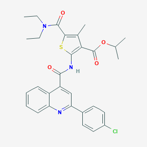 molecular formula C30H30ClN3O4S B333022 Isopropyl 2-({[2-(4-chlorophenyl)-4-quinolinyl]carbonyl}amino)-5-[(diethylamino)carbonyl]-4-methyl-3-thiophenecarboxylate 