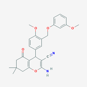 molecular formula C27H28N2O5 B333025 2-amino-4-{4-methoxy-3-[(3-methoxyphenoxy)methyl]phenyl}-7,7-dimethyl-5-oxo-5,6,7,8-tetrahydro-4H-chromene-3-carbonitrile 