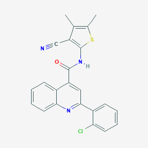molecular formula C23H16ClN3OS B333026 2-(2-chlorophenyl)-N-(3-cyano-4,5-dimethylthiophen-2-yl)quinoline-4-carboxamide 