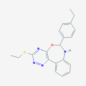 molecular formula C20H20N4OS B333034 6-(4-Ethylphenyl)-3-(ethylthio)-6,7-dihydro[1,2,4]triazino[5,6-d][3,1]benzoxazepine 