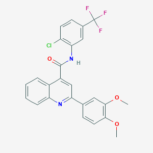 molecular formula C25H18ClF3N2O3 B333035 N-[2-chloro-5-(trifluoromethyl)phenyl]-2-(3,4-dimethoxyphenyl)quinoline-4-carboxamide 