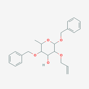 molecular formula C23H28O5 B3330393 (2R,3R,4R,5R,6S)-3-(Allyloxy)-2,5-bis(benzyloxy)-6-methyltetrahydro-2H-pyran-4-ol CAS No. 69558-10-7