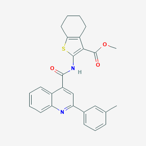 molecular formula C27H24N2O3S B333042 Methyl 2-({[2-(3-methylphenyl)-4-quinolinyl]carbonyl}amino)-4,5,6,7-tetrahydro-1-benzothiophene-3-carboxylate 