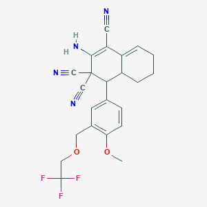 molecular formula C23H21F3N4O2 B333051 2-amino-4-{4-methoxy-3-[(2,2,2-trifluoroethoxy)methyl]phenyl}-4a,5,6,7-tetrahydro-1,3,3(4H)-naphthalenetricarbonitrile 
