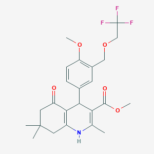 molecular formula C24H28F3NO5 B333052 Methyl 4-{4-methoxy-3-[(2,2,2-trifluoroethoxy)methyl]phenyl}-2,7,7-trimethyl-5-oxo-1,4,5,6,7,8-hexahydroquinoline-3-carboxylate 