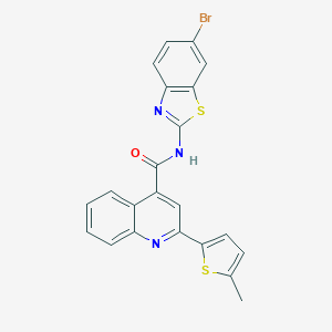 molecular formula C22H14BrN3OS2 B333053 N-(6-bromo-1,3-benzothiazol-2-yl)-2-(5-methylthiophen-2-yl)quinoline-4-carboxamide 