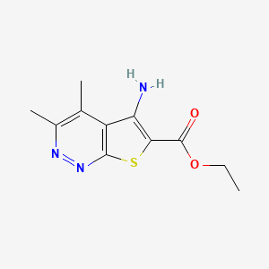 molecular formula C11H13N3O2S B3330543 Ethyl 5-amino-3,4-dimethylthieno[2,3-c]pyridazine-6-carboxylate CAS No. 717840-40-9