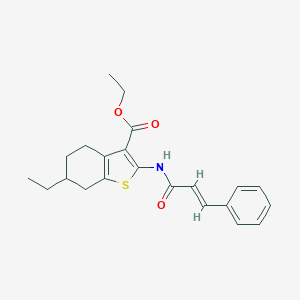 molecular formula C22H25NO3S B333055 Ethyl 2-(cinnamoylamino)-6-ethyl-4,5,6,7-tetrahydro-1-benzothiophene-3-carboxylate 