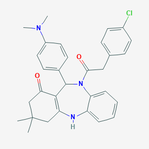 molecular formula C31H32ClN3O2 B333059 5-[2-(4-Chlorophenyl)acetyl]-6-(4-dimethylaminophenyl)-9,9-dimethyl-6,8,10,11-tetrahydrobenzo[b][1,4]benzodiazepin-7-one 