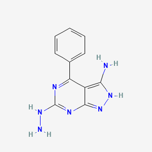 molecular formula C11H11N7 B3330608 6-hydrazino-4-phenyl-1H-pyrazolo[3,4-d]pyrimidin-3-amine CAS No. 72563-31-6