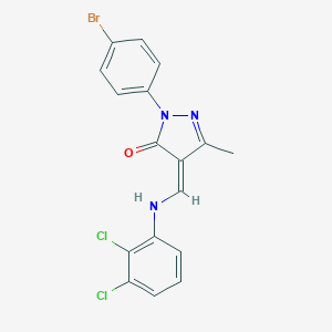 molecular formula C17H12BrCl2N3O B333064 (4Z)-2-(4-bromophenyl)-4-[(2,3-dichloroanilino)methylidene]-5-methylpyrazol-3-one 