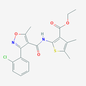molecular formula C20H19ClN2O4S B333066 Ethyl 2-({[3-(2-chlorophenyl)-5-methyl-4-isoxazolyl]carbonyl}amino)-4,5-dimethyl-3-thiophenecarboxylate 
