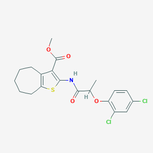 molecular formula C20H21Cl2NO4S B333069 methyl 2-{[2-(2,4-dichlorophenoxy)propanoyl]amino}-5,6,7,8-tetrahydro-4H-cyclohepta[b]thiophene-3-carboxylate 