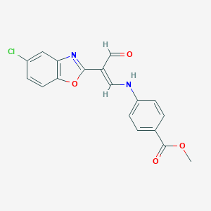 molecular formula C18H13ClN2O4 B333070 Methyl 4-{[2-(5-chloro-1,3-benzoxazol-2-yl)-3-oxo-1-propenyl]amino}benzoate 