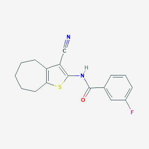 molecular formula C17H15FN2OS B333071 N-(3-cyano-5,6,7,8-tetrahydro-4H-cyclohepta[b]thiophen-2-yl)-3-fluorobenzamide 