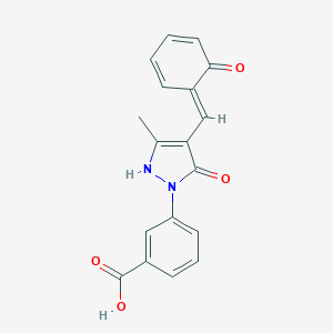 molecular formula C18H14N2O4 B333076 3-[5-methyl-3-oxo-4-[(E)-(6-oxocyclohexa-2,4-dien-1-ylidene)methyl]-1H-pyrazol-2-yl]benzoic acid 