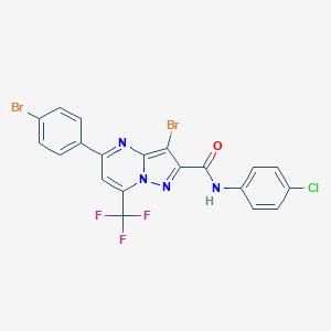 molecular formula C20H10Br2ClF3N4O B333078 3-bromo-5-(4-bromophenyl)-N-(4-chlorophenyl)-7-(trifluoromethyl)pyrazolo[1,5-a]pyrimidine-2-carboxamide 