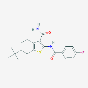 molecular formula C20H23FN2O2S B333079 6-Tert-butyl-2-[(4-fluorobenzoyl)amino]-4,5,6,7-tetrahydro-1-benzothiophene-3-carboxamide 