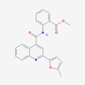 molecular formula C23H18N2O4 B333083 Methyl 2-({[2-(5-methyl-2-furyl)-4-quinolyl]carbonyl}amino)benzoate 