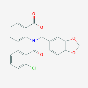 molecular formula C22H14ClNO5 B333084 2-(1,3-benzodioxol-5-yl)-1-(2-chlorobenzoyl)-1,2-dihydro-4H-3,1-benzoxazin-4-one 