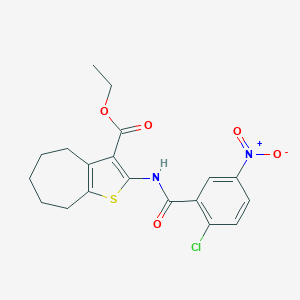 molecular formula C19H19ClN2O5S B333087 ethyl 2-({2-chloro-5-nitrobenzoyl}amino)-5,6,7,8-tetrahydro-4H-cyclohepta[b]thiophene-3-carboxylate 