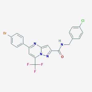 molecular formula C21H13BrClF3N4O B333095 5-(4-bromophenyl)-N-(4-chlorobenzyl)-7-(trifluoromethyl)pyrazolo[1,5-a]pyrimidine-2-carboxamide 