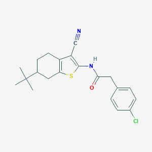 molecular formula C21H23ClN2OS B333096 N-(6-tert-butyl-3-cyano-4,5,6,7-tetrahydro-1-benzothiophen-2-yl)-2-(4-chlorophenyl)acetamide 
