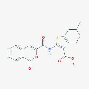 molecular formula C21H19NO5S B333097 methyl 6-methyl-2-{[(1-oxo-1H-isochromen-3-yl)carbonyl]amino}-4,5,6,7-tetrahydro-1-benzothiophene-3-carboxylate 