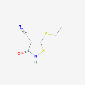 molecular formula C6H6N2OS2 B3330975 5-(Ethylthio)-3-hydroxyisothiazole-4-carbonitrile CAS No. 76857-13-1