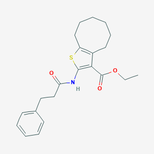 molecular formula C22H27NO3S B333099 Ethyl 2-[(3-phenylpropanoyl)amino]-4,5,6,7,8,9-hexahydrocycloocta[b]thiophene-3-carboxylate 