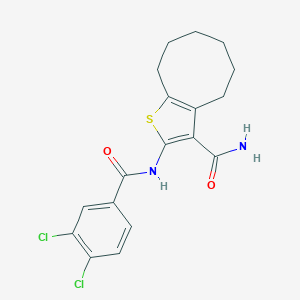 molecular formula C18H18Cl2N2O2S B333100 2-[(3,4-Dichlorobenzoyl)amino]-4,5,6,7,8,9-hexahydrocycloocta[b]thiophene-3-carboxamide 