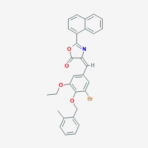 molecular formula C30H24BrNO4 B333101 4-{3-bromo-5-ethoxy-4-[(2-methylbenzyl)oxy]benzylidene}-2-(1-naphthyl)-1,3-oxazol-5(4H)-one 