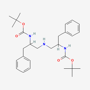 molecular formula C28H41N3O4 B3331071 Di-tert-butyl ((2R,2'S)-azanediylbis(1-phenylpropane-3,2-diyl))dicarbamate CAS No. 777026-65-0