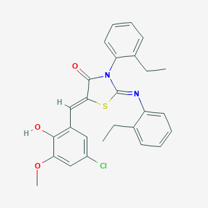 molecular formula C27H25ClN2O3S B333109 5-(5-Chloro-2-hydroxy-3-methoxybenzylidene)-3-(2-ethylphenyl)-2-[(2-ethylphenyl)imino]-1,3-thiazolidin-4-one 