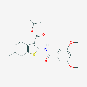 molecular formula C22H27NO5S B333110 Isopropyl 2-[(3,5-dimethoxybenzoyl)amino]-6-methyl-4,5,6,7-tetrahydro-1-benzothiophene-3-carboxylate 