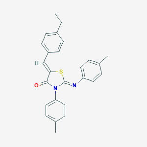 molecular formula C26H24N2OS B333113 5-(4-Ethylbenzylidene)-3-(4-methylphenyl)-2-[(4-methylphenyl)imino]-1,3-thiazolidin-4-one 