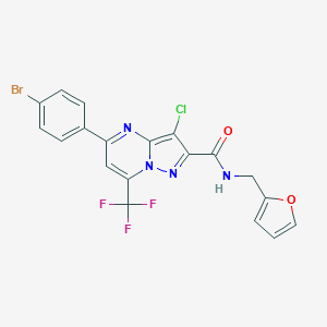 molecular formula C19H11BrClF3N4O2 B333114 5-(4-bromophenyl)-3-chloro-N-(2-furylmethyl)-7-(trifluoromethyl)pyrazolo[1,5-a]pyrimidine-2-carboxamide 