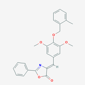 molecular formula C26H23NO5 B333119 4-{3,5-dimethoxy-4-[(2-methylbenzyl)oxy]benzylidene}-2-phenyl-1,3-oxazol-5(4H)-one 