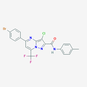 molecular formula C21H13BrClF3N4O B333122 5-(4-bromophenyl)-3-chloro-N-(4-methylphenyl)-7-(trifluoromethyl)pyrazolo[1,5-a]pyrimidine-2-carboxamide 